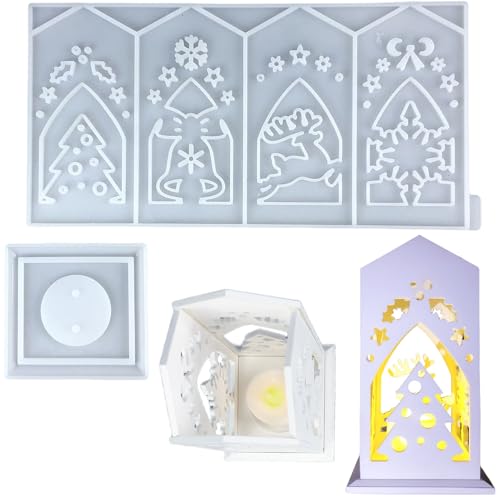Weihnachten Silikonform Haus, Silikonformen Gießformen Haus, Silikon Gießform Kerzenhalter, Silikonformen Weihnachtshäuser, Gipsformen zum Gießen (Weihnachtsbaum B) von ALEFBET