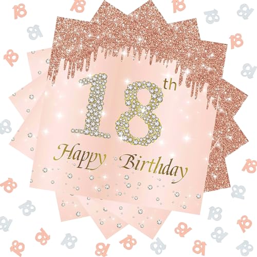 20 Stück Servietten Geburtstag mit 15g 18. Geburtstag Deko Konfetti, Servietten 18 Geburtstag Mädchen, Happy Birthday Servietten Rosegold Papierservietten für Deko 18. Geburtstag Mädchen Frau Frauen 20 Stück Servietten Geburtstag mit 15g 18. Geburtstag Deko Konfetti, Servietten 18 Geburtstag Mädchen, Happy Birthday Servietten Rosegold Papierservietten für Deko 18. Geburtstag Mädchen Frau Frauen von ALEGRE