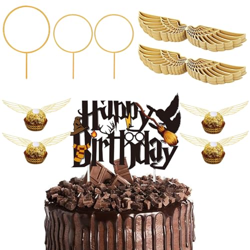 54 Stück Glitter Magier Happy Birthday Tortendeko,Wizard Cupcake Topper Deko,Golden Snitch Wings Schokolade Cake Topper Geburtstag,Kindergeburtstag Party Deko Kuchen Deko,Magic Theme Party Supplies 54 Stück Glitter Magier Happy Birthday Tortendeko,Wizard Cupcake Topper Deko,Golden Snitch Wings Schokolade Cake Topper Geburtstag,Kindergeburtstag Party Deko Kuchen Deko,Magic Theme Party Supplies von ALEGRE