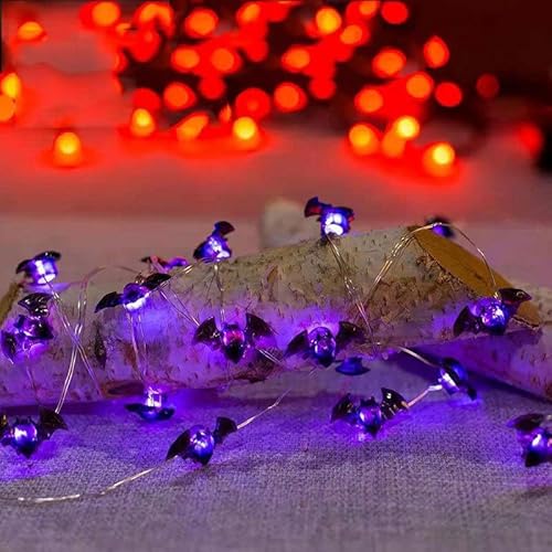ALEGRE® 2M 20 LED Halloween Kupferdraht LED Lichterkette (Lila Fledermaus) von ALEGRE