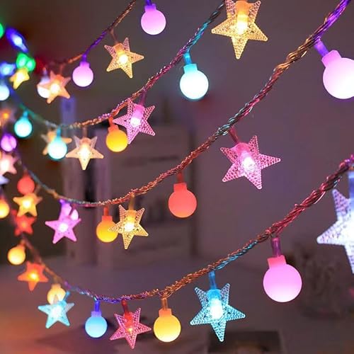 ALEGRE® 3M 20 LED Glühbirnen Stern Lichterkette Weihnachten Außen Innen Batteriebetrieben,Sterne Lichterketten für Hochzeit,Kinderzimmer,Silvester,Weihnachten von ALEGRE