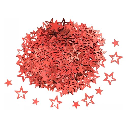 ALEGRE® 500 Stück Streudeko Weihnachten Konfetti Rot Sterne, Glitzer Deko Weihnachten Tischdeko, Deko Sterne Confetti Weihnachts Tischdeko, Glitzersterne Konfetti Geburtstag, Hochzeit, Silvester von ALEGRE