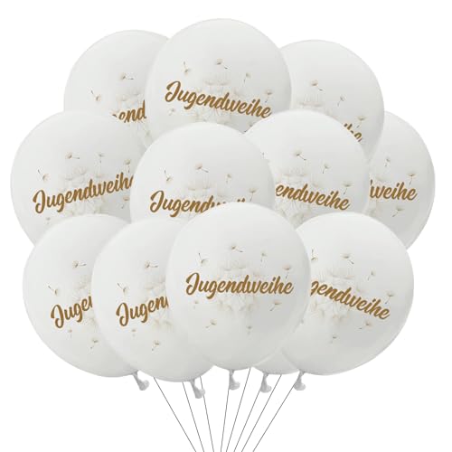 ALEGRE® Jugendweihe Luftballon Weiß, 20 Stück Luftballons Jugendweihe Deko Junge Mädchen, Alles Gute zur Jugendweihe Helium Ballon, Endlich Erwachsen Deko Jugendweihe Ballons Party Dekoration von ALEGRE