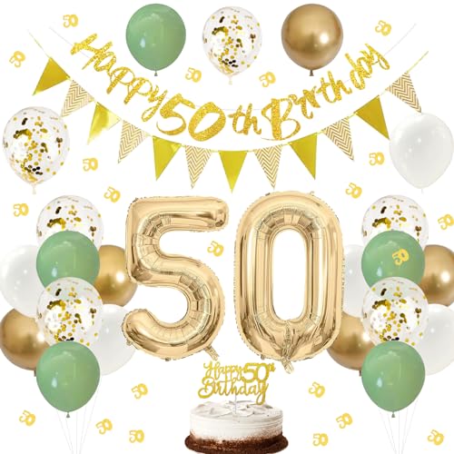 Luftballons 50 Geburtstag Frau Mann Deko Set,Konfetti 50 Geburtstag Deko,Deko 50. Geburtstag Mann Frau Girlande,Deko 50 Geburtstag Frau Tortendeko,50. Geburtstag Deko Banner Torte,50er Geburtstagsdeko von ALEGRE