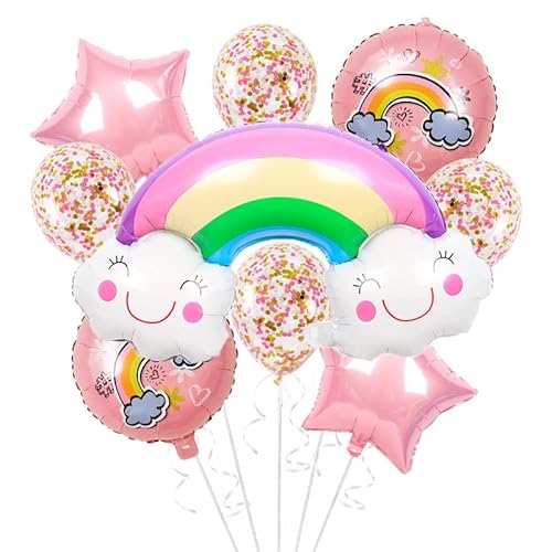 ALEGRE® Regenbogen Deko Kindergeburtstag,XXL Regenbogen Folienballon Geburtstag,Wolkenförmige Stern Regenbogen Luftballons,Helium Ballons für Baby Shower,Jubiläum,Jungen Mädchen Geburtstag Party Deko von ALEGRE