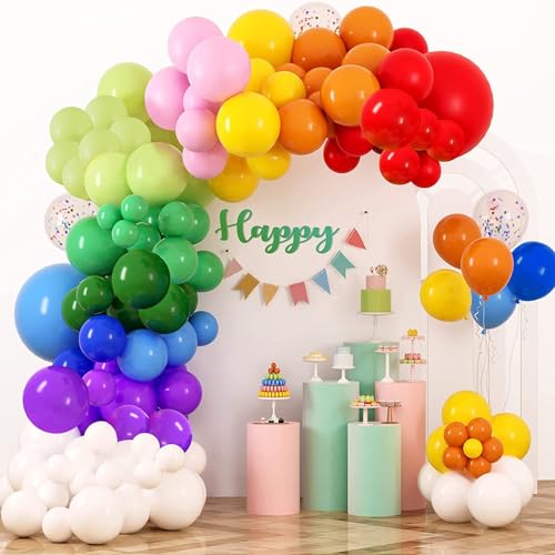 ALEGRE® Regenbogen Luftballon Girlande,129 Stück Luftballons Bunt Girlanden Set,Ballons Bunt Rot Gelb Luftballongirlande,Helium Ballon Girlande für Geburtstag,Hochzeit,Babyparty,Kindergeburtstag Deko von ALEGRE