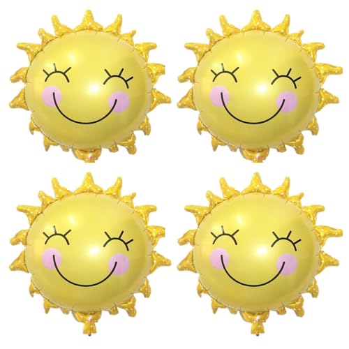 ALEGRE® Sonne Folienballon Geburtstag, 4 Stück XXL Luftballons Deko, Kindergeburtstag Folienballons, Helium Ballons für Sonne Thema Party Baby Shower, Sommerparty von ALEGRE