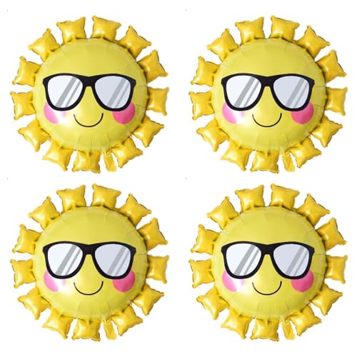ALEGRE® Sonne Folienballon Geburtstag,4 Stück XXL Luftballons Geburtstag Deko,Sonne Kindergeburtstag Deko Folienballons,Helium Ballons für Sonne Thema Party Geburtstag Baby Shower,Sommerparty Ballon von ALEGRE