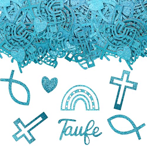 ALEGRE® Streudeko Taufe Deko Konfetti, 100 Stück Tischdeko Taufe Junge, Kommunion Deko Konfetti, Erstkommunion Deko Taufe, Taufdeko Confetti für Babyparty Taufe Babyshower Kommunion Konfirmation von ALEGRE