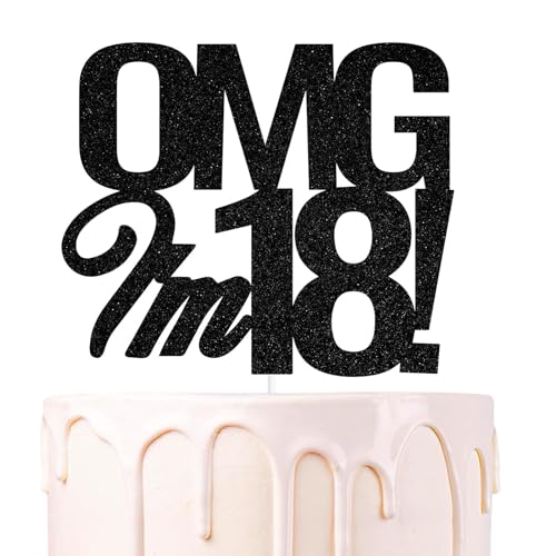 ALEGRE® Tortendeko 18 Geburtstag Deko Junge Mädchen, Happy Birthday Tortendeko Schwarz, Cake Topper 18 Geburtstags, Kuchendeko Geburtstag 18, Kuchen Deko 18. Geburtstags, Geburtstagsdeko 18 Jahre von ALEGRE