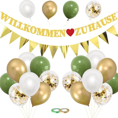 ALEGRE 22 Stk Willkommen Zuhause Deko,Herzlich Willkommen Girlande Ballon Schild Set,Welcome Home Baby,Welcome Back Luftballon,Glitzer Willkommen Zurück Banner,Willkommen Zuhause Baby Party Dekoration von ALEGRE