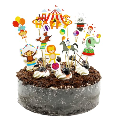 ALEGRE® Zirkus Tortendeko Geburtstag, 11 Stück Karneval Party Cupcake Topper, Zirkus Karneval Geburtstag Dekoration, Zirkus Deko Kindergeburtstag, Zirkus Kuchen Deko für Kinder Geburtstag Party von ALEGRE