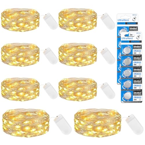 LED Mini Lichterkette mit Batterie,10 Stk 2M 20 LED Mini Lichterkette Batterie Klein mit 10 Batterie, Wasserdicht Led Lichterkette Innen Außen, DIY Lichterketten mit Batterien für Hochzeit Weihnachten von ALEGRE