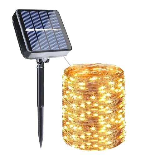ALEGRE® Led Solar Lichterkette Aussen,12M 100 LED Lichterkette Außen Solar,8 Modi Wasserdicht Solarlichterkette Außen Wetterfest,Warmweiß Lichterkette Outdoor für Terrasse,Balkon,Garten,Hochzeit Deko von ALEGRE