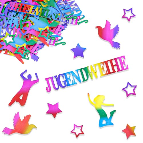 ALEGRE® 100 Stück Jugendweihe Deko Konfetti Bunte, Deko Jugendweihe Junge Mädchen, 2025 Glitzer Tischdeko Jugendweihen Streudeko, Teenager Konfetti Tischdeko für Endlich Erwachsen Party Dekoration von ALEGRE