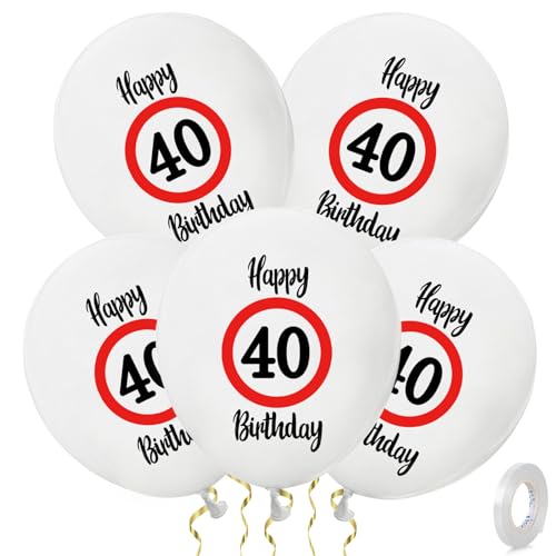 ALEGRE 30 Stk Deko 40. Geburtstag Luftballons, Verkehrsschild Deko 40 Geburtstag Frau Mann, 40 Happy Birthday Ballon Latex, 40 Geburtstage Deko Luftballon für Geburtstagsdeko 40 Jubiläum Party Zubehör ALEGRE 30 Stk Deko 40. Geburtstag Luftballons, Verkehrsschild Deko 40 Geburtstag Frau Mann, 40 Happy Birthday Ballon Latex, 40 Geburtstage Deko Luftballon für Geburtstagsdeko 40 Jubiläum Party Zubehör von ALEGRE