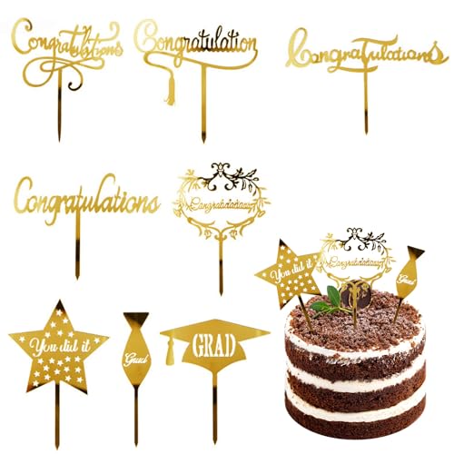 ALEGRE Abschluss Tortendeko Gold Graduation Cake Topper,8 Stück Grade Cap Kuchendeko Acryl,Graduation Congratulation Kuchen Deko,You Did It Tortenaufleger für Abschlussfeier,2024 Graduation Party ALEGRE Abschluss Tortendeko Gold Graduation Cake Topper,8 Stück Grade Cap Kuchendeko Acryl,Graduation Congratulation Kuchen Deko,You Did It Tortenaufleger für Abschlussfeier,2024 Graduation Party von ALEGRE