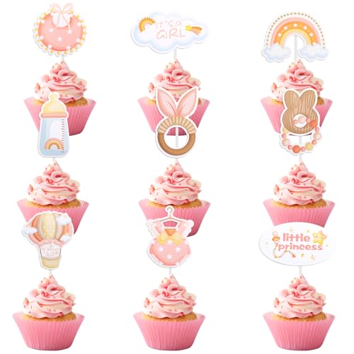 ALEGRE Babyparty Tortendeko Taufe Mädchen,18 Stück It's A Girl Deko Kuchen,Baby Girl Cupcake Topper Rosa,Baby Shower Tortendeko Gender Reveal Party Deko,Babyparty Deko Mädchen für Taufe Baby Shower ALEGRE Babyparty Tortendeko Taufe Mädchen,18 Stück It's A Girl Deko Kuchen,Baby Girl Cupcake Topper Rosa,Baby Shower Tortendeko Gender Reveal Party Deko,Babyparty Deko Mädchen für Taufe Baby Shower von ALEGRE