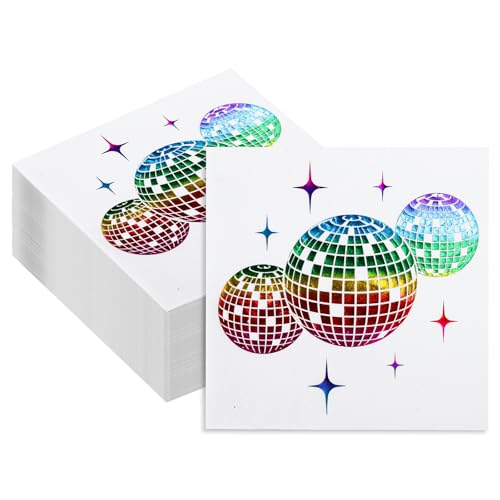 ALEGRE® Disco Deko Servietten,25x25cm Discokugel Deko Servietten,Disco Party Dekorationen Napkin,70er 80er Geburtstagsdeko Papierservietten,Discokugel Party Dekorationen (16 Stück-Drei Bunt) von ALEGRE