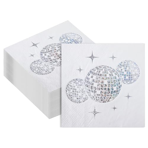 ALEGRE® Disco Deko Servietten,25x25cm Discokugel Deko Servietten,Disco Party Dekorationen Napkin,70er 80er Geburtstagsdeko Papierservietten,Discokugel Party Dekorationen (20 Stück-Schillernde Farben) von ALEGRE