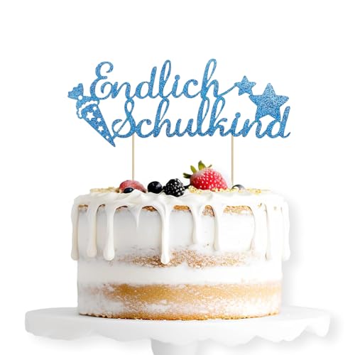 ALEGRE Endlich Schulkind Cake Topper Blau, Glitzer Schulanfang Tortendeko Einschulung Torten Deko, Schulkind 2025 Kuchen Deko, Zuckertüte Kuchendeko für Junge Mädchen Schuleinführung Party Dekoration ALEGRE Endlich Schulkind Cake Topper Blau, Glitzer Schulanfang Tortendeko Einschulung Torten Deko, Schulkind 2025 Kuchen Deko, Zuckertüte Kuchendeko für Junge Mädchen Schuleinführung Party Dekoration von ALEGRE