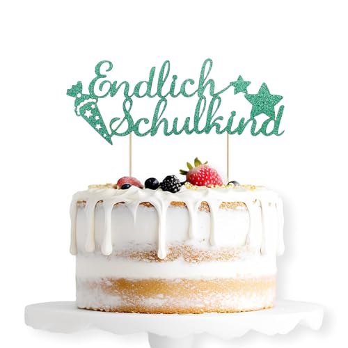 ALEGRE Endlich Schulkind Cake Topper Grün, Glitzer Schulanfang Tortendeko Einschulung Torten Deko, Schulkind 2025 Kuchen Deko, Zuckertüte Kuchendeko für Junge Mädchen Schuleinführung Party Dekoration ALEGRE Endlich Schulkind Cake Topper Grün, Glitzer Schulanfang Tortendeko Einschulung Torten Deko, Schulkind 2025 Kuchen Deko, Zuckertüte Kuchendeko für Junge Mädchen Schuleinführung Party Dekoration von ALEGRE