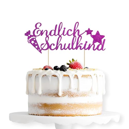 ALEGRE Endlich Schulkind Cake Topper Lila, Glitzer Schulanfang Tortendeko Einschulung Torten Deko, Schulkind 2025 Kuchen Deko, Zuckertüte Kuchendeko für Junge Mädchen Schuleinführung Party Dekoration ALEGRE Endlich Schulkind Cake Topper Lila, Glitzer Schulanfang Tortendeko Einschulung Torten Deko, Schulkind 2025 Kuchen Deko, Zuckertüte Kuchendeko für Junge Mädchen Schuleinführung Party Dekoration von ALEGRE