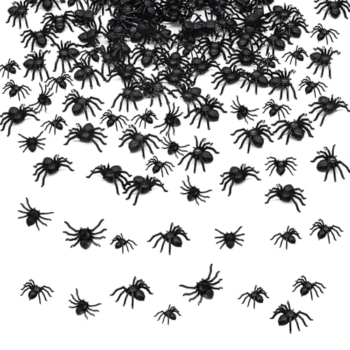 ALEGRE 120 Stück Spinne Halloween Deko,2 Größen Spinnen Deko,Realistische Spinne Streudeko,Kleine Spinnen Plastik,Plastikspinne Prank Artikel,Schwarze Spinnen Tischdeko,Gruselig Halloween Dekorationen von ALEGRE
