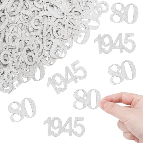 ALEGRE Glitzer Konfetti 80 Geburtstag Deko Groß 3,3-5cm,100 Stk Deko 80 Geburtstag Mann,Tischdeko 80 Geburtstag Frau,1945 Streudeko 80er Geburtstag,80. Geburtstag Deko Silber, Geburtstagsdeko 80 Jahre ALEGRE Glitzer Konfetti 80 Geburtstag Deko Groß 3,3-5cm,100 Stk Deko 80 Geburtstag Mann,Tischdeko 80 Geburtstag Frau,1945 Streudeko 80er Geburtstag,80. Geburtstag Deko Silber, Geburtstagsdeko 80 Jahre von ALEGRE