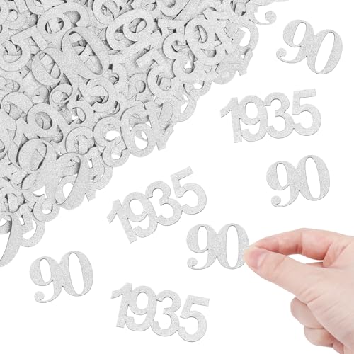 ALEGRE Glitzer Konfetti 90 Geburtstag Deko Groß 3,4-5cm,100 Stk Deko 90 Geburtstag Mann,Tischdeko 90 Geburtstag Frau,1935 Streudeko 90er Geburtstag,90. Geburtstag Deko Silber, Geburtstagsdeko 90 Jahre ALEGRE Glitzer Konfetti 90 Geburtstag Deko Groß 3,4-5cm,100 Stk Deko 90 Geburtstag Mann,Tischdeko 90 Geburtstag Frau,1935 Streudeko 90er Geburtstag,90. Geburtstag Deko Silber, Geburtstagsdeko 90 Jahre von ALEGRE