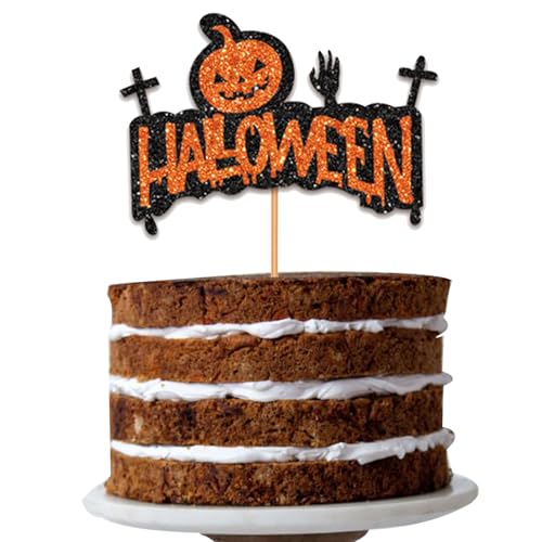 ALEGRE Happy Halloween Tortendeko,Glitzer Cake Topper Halloween,Kuchen Deko Halloween,Horror Kuchendeko Schwarz Orange,Horror Torten Deko für Halloween Party Deko Zubehör ALEGRE Happy Halloween Tortendeko,Glitzer Cake Topper Halloween,Kuchen Deko Halloween,Horror Kuchendeko Schwarz Orange,Horror Torten Deko für Halloween Party Deko Zubehör von ALEGRE