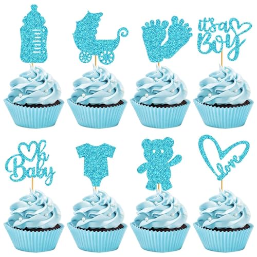 ALEGRE It's a Boy Tortendeko Baby Junge,16 Stück Baby Boy Mffin Deko Babyparty Junge,Blau Baby Cupcake Topper Baby Shower Deko Glitzer,Baby Shower Tortendeko Gender Reveal Party Deko,Taufe Kuchen Deko ALEGRE It's a Boy Tortendeko Baby Junge,16 Stück Baby Boy Mffin Deko Babyparty Junge,Blau Baby Cupcake Topper Baby Shower Deko Glitzer,Baby Shower Tortendeko Gender Reveal Party Deko,Taufe Kuchen Deko von ALEGRE