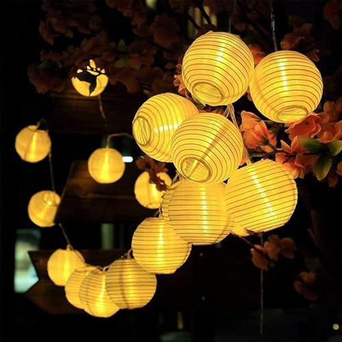 ALEGRE® LED Lichterkette Lampions mit Timer, 2M 10 LED Lichterkette Lampion Warmweiß, Wasserdicht Lampion Lichterkette Außen Innen, Led Lanterne Lichterketten für Hochzeit Garten Terrasse Balkon Deko von ALEGRE