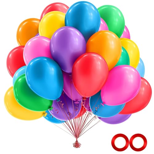 ALEGRE Luftballons Bunt,100 Stk Bunte Luftballons Geburtstag,10 Zoll Latex Regenbogen Deko Luftballon Bunt,Helium Ballon Party Deko Geburtstag,Ballons Bunt für Hochzeit,Babyparty,Kindergeburtstag Deko von ALEGRE