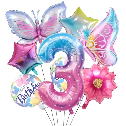 ALEGRE Schmetterling Folienballon Geburtstagsdeko 3 Jahre Mädchen,Schmetterlinge Deko 3 Geburtstag Mädchen,Schmetterling Luftballon 3 Jahre Geburtstag Deko,Folienballons für Schmetterling Themen Party ALEGRE Schmetterling Folienballon Geburtstagsdeko 3 Jahre Mädchen,Schmetterlinge Deko 3 Geburtstag Mädchen,Schmetterling Luftballon 3 Jahre Geburtstag Deko,Folienballons für Schmetterling Themen Party von ALEGRE