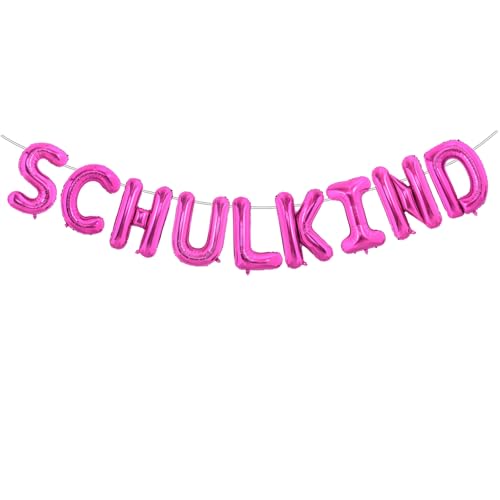Schulkind Folienballon Pink, Einschulung Deko Luftballon Girlande Banner, 2025 Schulanfang Deko Einschulung Mädchen Junge, Hängende Schulkind Ballon für Einschulungsfeier, Schuleinführung Party Deko von ALEGRE