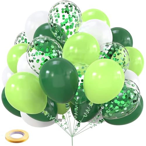 ALEGRE® Luftballons Grün,60 Stk Luftballon Grün Konfetti Ballons,Salbei Retro Helium Ballons Grün Geburtstag Deko,Grüne Luftballons für Mädchen Jungen Geburtstag,Hochzeit,Babyparty,Jubiläum Party Deko von ALEGRE