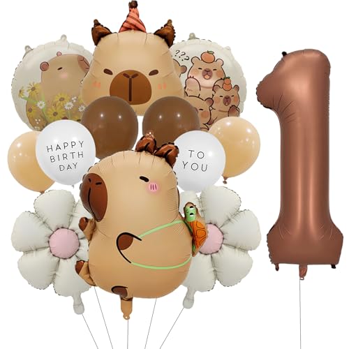 Capybara Geburtstagsdeko 1 Jahr, Deko 1. Geburtstag Junge Mädchen, Capybara Luftballon 1. Geburtstag Deko Set mit Capybara Geburtstage Deko Ballon und Gänseblümchen Folienballon, Cartoon Thema Party Capybara Geburtstagsdeko 1 Jahr, Deko 1. Geburtstag Junge Mädchen, Capybara Luftballon 1. Geburtstag Deko Set mit Capybara Geburtstage Deko Ballon und Gänseblümchen Folienballon, Cartoon Thema Party von ALEGRE