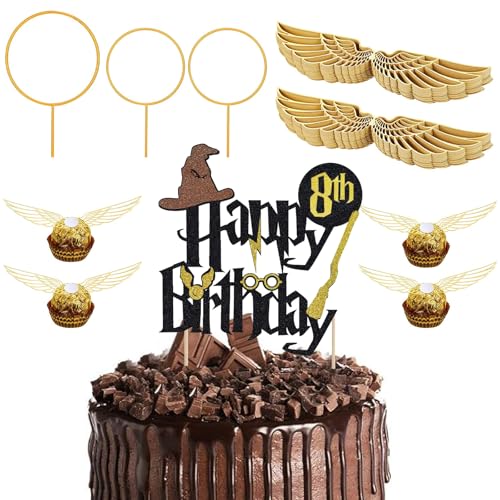 Glitter Magier Tortendeko 8. Geburtstag,54 Stk Wizard Cake Topper 8. Geburtstag,Golden Snitch Wings Schokolade Cake Topper Geburtstage,Kindergeburtstag Party Kuchen Deko,Magic Theme Party Supplies Glitter Magier Tortendeko 8. Geburtstag,54 Stk Wizard Cake Topper 8. Geburtstag,Golden Snitch Wings Schokolade Cake Topper Geburtstage,Kindergeburtstag Party Kuchen Deko,Magic Theme Party Supplies von ALEGRE