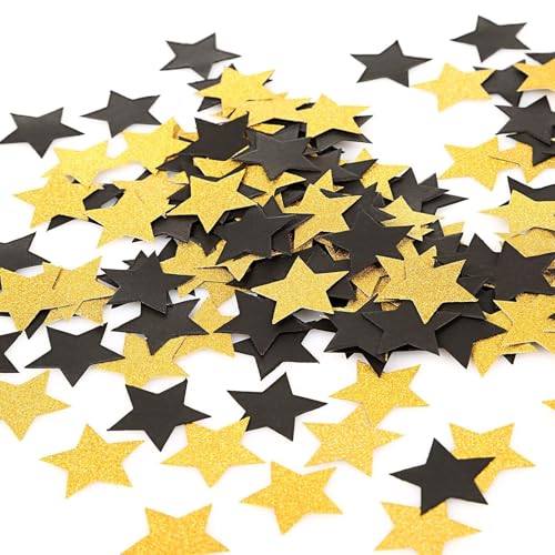 Glitzer Sterne Konfetti Schwarz Gold Streudeko Weihnachten, 250 Stück Glitzersterne Tischdeko, Sterne Confetti für Geburtstag, Hochzeit, Silvester Glitzer Sterne Konfetti Schwarz Gold Streudeko Weihnachten, 250 Stück Glitzersterne Tischdeko, Sterne Confetti für Geburtstag, Hochzeit, Silvester von ALEGRE