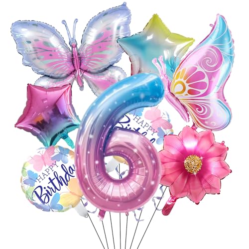 Schmetterlinge Deko 6. Geburtstag Mädchen, Schmetterling Geburtstag 6 Jahre Mädchen Deko mit Folienballon 6 und Schmetterling Luftballons, Deko Luftballon 6 Geburtstag für Schmetterling Themen Party Schmetterlinge Deko 6. Geburtstag Mädchen, Schmetterling Geburtstag 6 Jahre Mädchen Deko mit Folienballon 6 und Schmetterling Luftballons, Deko Luftballon 6 Geburtstag für Schmetterling Themen Party von ALEGRE