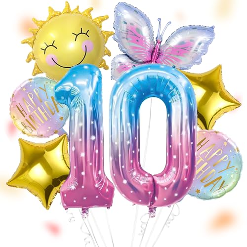 Sonne Schmetterlinge Luftballon 10 Jahre Mädchen, Schmetterling Geburtstagsdeko Mädchen 10 Jahre, Schmetterling Deko 10. Geburtstag Folienballon, Kindergeburtstag Deko für Schmetterling Themen Party Sonne Schmetterlinge Luftballon 10 Jahre Mädchen, Schmetterling Geburtstagsdeko Mädchen 10 Jahre, Schmetterling Deko 10. Geburtstag Folienballon, Kindergeburtstag Deko für Schmetterling Themen Party von ALEGRE