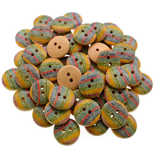 ALENAOO 20 Stücke 2 Löcher runde holzknöpfe für Handwerk nähen Kleidung Holz DIY Handwerk Dekoration Scrapbooking knöpfe 15mm 5/8 ", Muster 6 von ALENAOO