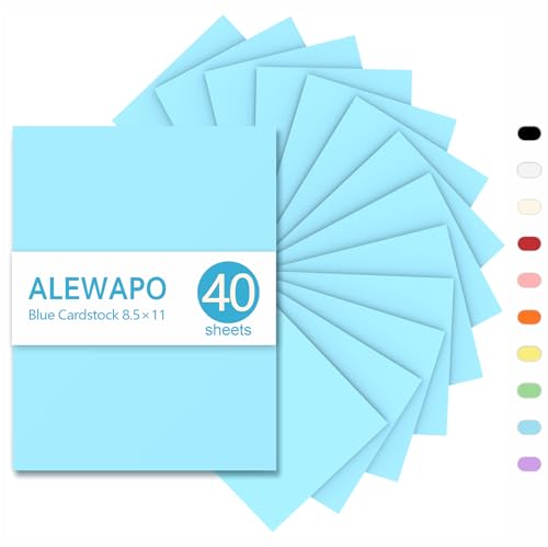 ALEWAPO Blauer Karton, 8,5 x 11 cm, dickes Papier, 40 Blatt, dickes Papier 29,5 kg/180 g/m², Karton-Druckerpapier 8,5 x 11, blauer Karton für Einladungen, Speisekarten, Hochzeit, DIY-Karten ALEWAPO Blauer Karton, 8,5 x 11 cm, dickes Papier, 40 Blatt, dickes Papier 29,5 kg/180 g/m², Karton-Druckerpapier 8,5 x 11, blauer Karton für Einladungen, Speisekarten, Hochzeit, DIY-Karten von ALEWAPO
