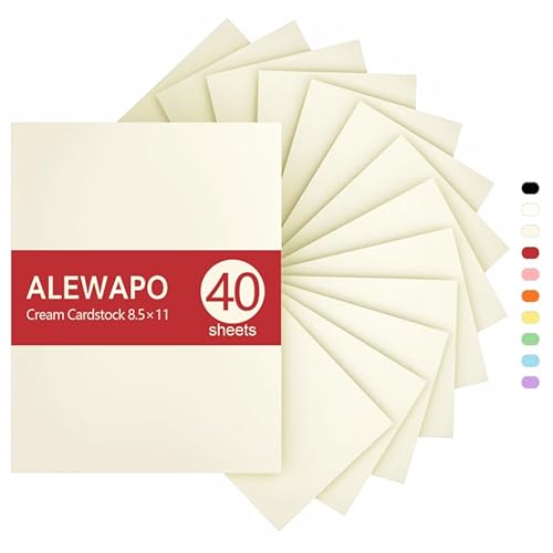 ALEWAPO Cremefarbener Karton, 8,5 x 11 cm, dickes Papier, 40 Blatt, dickes Papier 29,5 kg/180 g/m², Karton-Druckerpapier 8,5 x 11, weißer Karton für Einladungen, Speisekarten, Hochzeit, DIY-Karten ALEWAPO Cremefarbener Karton, 8,5 x 11 cm, dickes Papier, 40 Blatt, dickes Papier 29,5 kg/180 g/m², Karton-Druckerpapier 8,5 x 11, weißer Karton für Einladungen, Speisekarten, Hochzeit, DIY-Karten von ALEWAPO