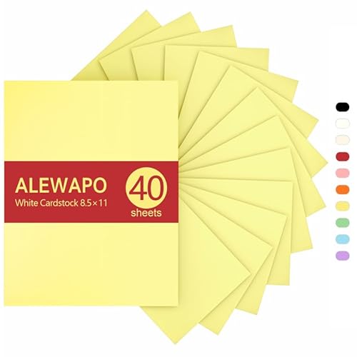 ALEWAPO Gelber Karton, 8,5 x 11 cm, dickes Papier, 40 Blatt, dickes Papier 29,5 kg/180 g/m², Karton-Druckerpapier 8,5 x 11, gelber Karton für Einladungen, Speisekarten, Hochzeit, DIY-Karten ALEWAPO Gelber Karton, 8,5 x 11 cm, dickes Papier, 40 Blatt, dickes Papier 29,5 kg/180 g/m², Karton-Druckerpapier 8,5 x 11, gelber Karton für Einladungen, Speisekarten, Hochzeit, DIY-Karten von ALEWAPO