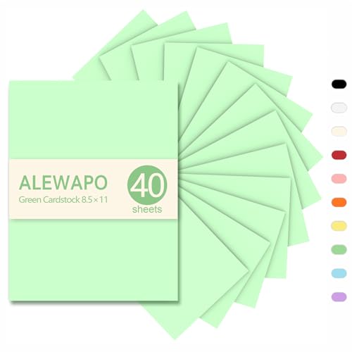 ALEWAPO Grüner Karton, 8,5 x 11 cm, dickes Papier, 40 Blatt, dickes Papier 29,5 kg/180 g/m², Karton-Druckerpapier 8,5 x 11, grüner Karton für Einladungen, Speisekarten, Hochzeit, DIY-Karten ALEWAPO Grüner Karton, 8,5 x 11 cm, dickes Papier, 40 Blatt, dickes Papier 29,5 kg/180 g/m², Karton-Druckerpapier 8,5 x 11, grüner Karton für Einladungen, Speisekarten, Hochzeit, DIY-Karten von ALEWAPO