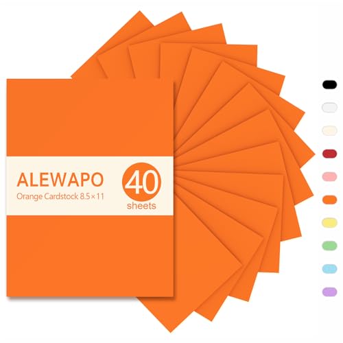 ALEWAPO Orange Cardstock 8,5 x 11 dickes Papier, 40 Blatt, dickes Papier 29,5 kg/180 g/m², Karton-Druckerpapier 8,5 x 11, orangefarbener Karton für Einladungen, Speisekarten, Hochzeit, DIY-Karten ALEWAPO Orange Cardstock 8,5 x 11 dickes Papier, 40 Blatt, dickes Papier 29,5 kg/180 g/m², Karton-Druckerpapier 8,5 x 11, orangefarbener Karton für Einladungen, Speisekarten, Hochzeit, DIY-Karten von ALEWAPO
