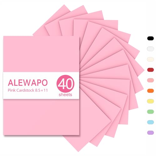 ALEWAPO Pink Cardstock 8,5 x 11 dickes Papier, 40 Blatt, dickes Papier 29,5 kg/180 g/m², Karton-Druckerpapier 8,5 x 11, rosa Karton für Einladungen, Speisekarten, Hochzeit, DIY-Karten ALEWAPO Pink Cardstock 8,5 x 11 dickes Papier, 40 Blatt, dickes Papier 29,5 kg/180 g/m², Karton-Druckerpapier 8,5 x 11, rosa Karton für Einladungen, Speisekarten, Hochzeit, DIY-Karten von ALEWAPO