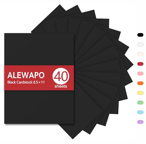 ALEWAPO Schwarzer Karton, 8,5 x 11 cm, dickes Papier, 40 Blatt, dickes Papier 29,5 kg/180 g/m², Karton-Druckerpapier 8,5 x 11, schwarzer Karton für Einladungen, Speisekarten, Hochzeit, DIY-Karten ALEWAPO Schwarzer Karton, 8,5 x 11 cm, dickes Papier, 40 Blatt, dickes Papier 29,5 kg/180 g/m², Karton-Druckerpapier 8,5 x 11, schwarzer Karton für Einladungen, Speisekarten, Hochzeit, DIY-Karten von ALEWAPO
